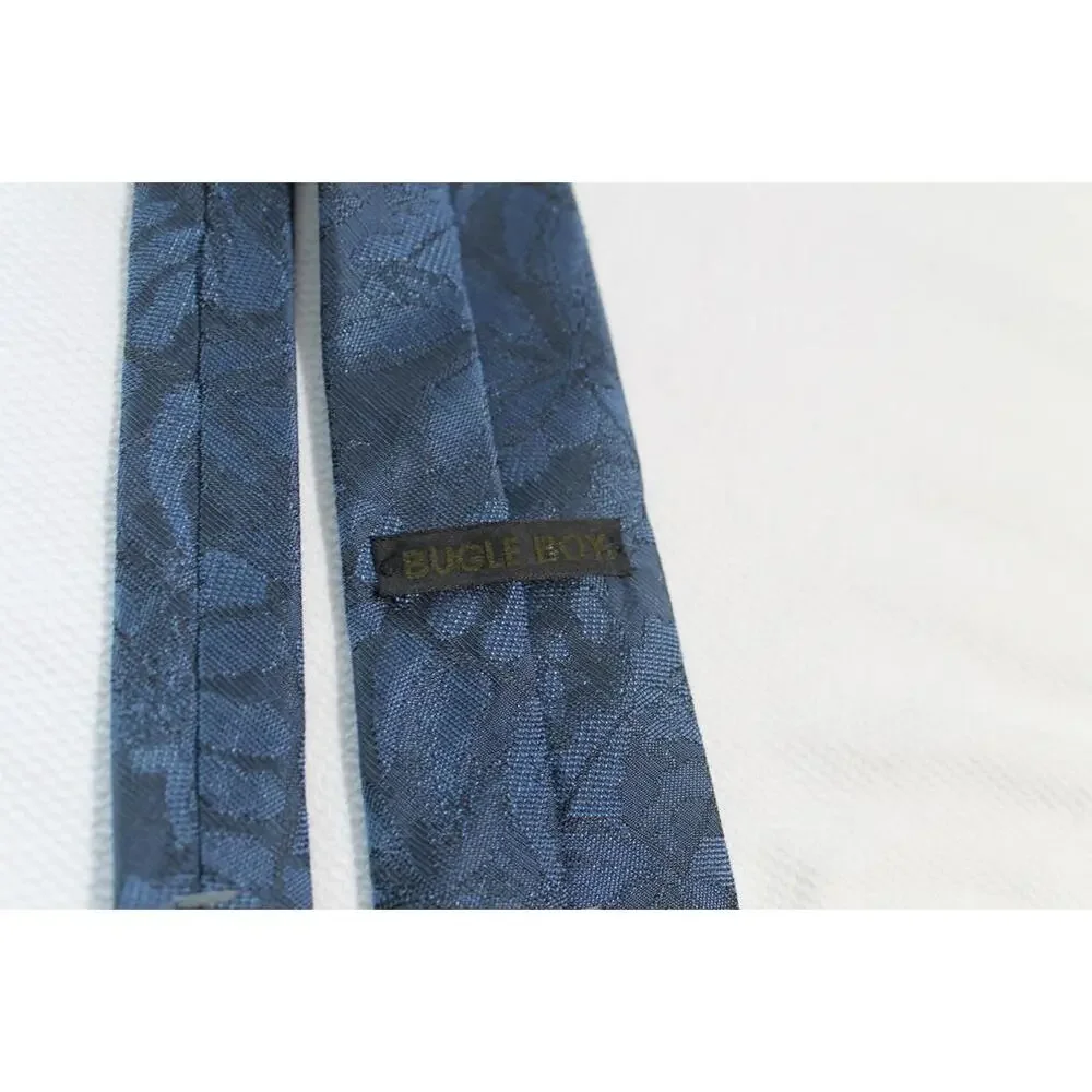80s BUGLE BOY Hipster Skinny Boys Necktie, Blue Jacquard, 2.75 X 53